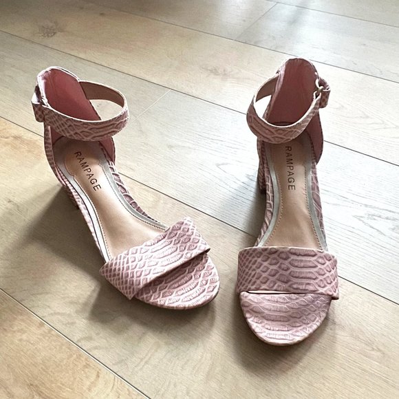 Rampage Melsy Blush Pink Snake Print Heels - Picture 1 of 5
